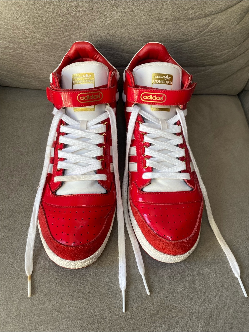 Adidas Concord Red Patent Leather High Top Sneaker